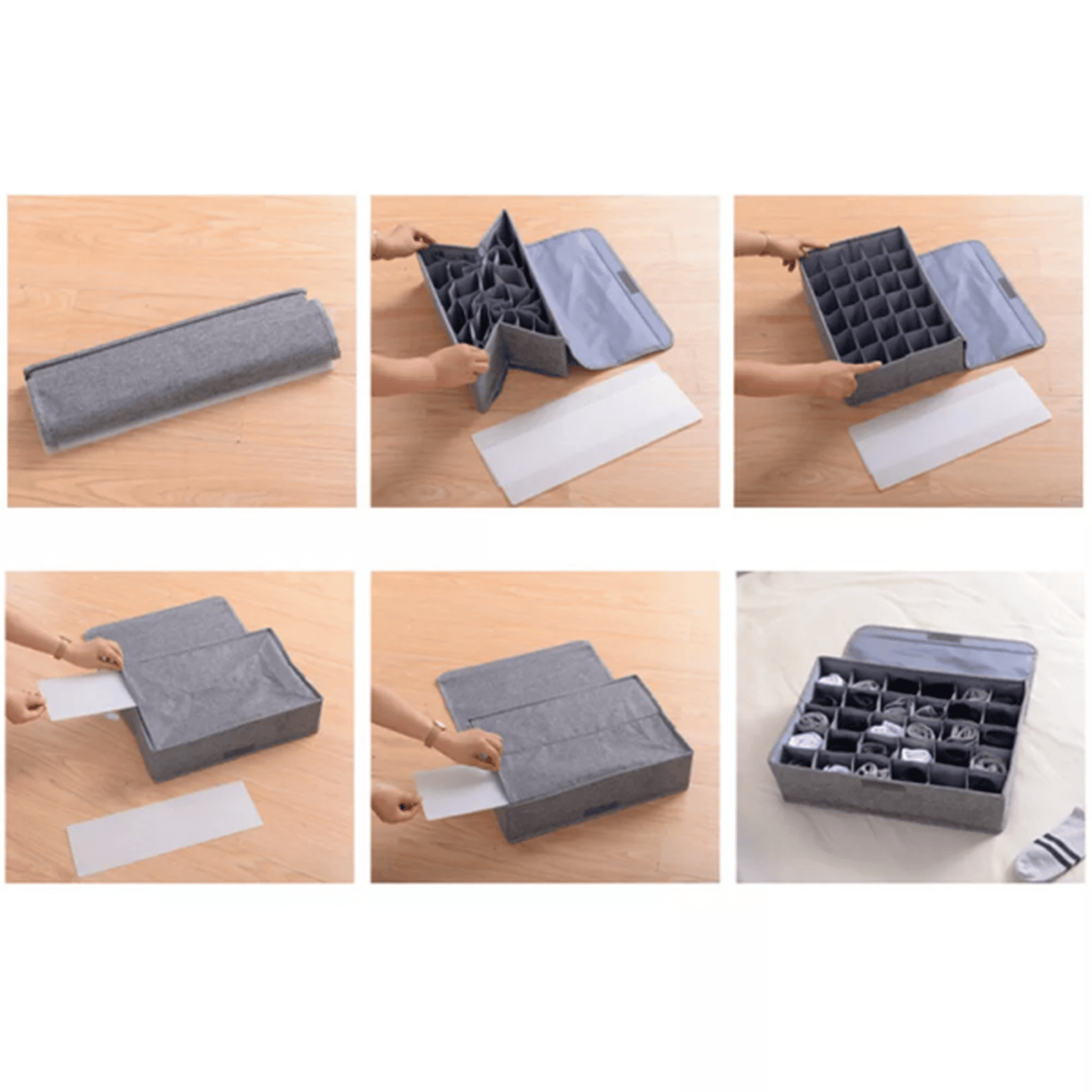 Ultimate Drawer Organizer: 24-Cell Collapsible Closet Solution for Socks, Ties, Handkerchiefs, Underwear, Belts and More!